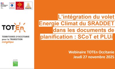 27 novembre 2025 : webinaire "L'intégration du volet Energie Climat du SRADDET dans les documents de planification : SCoT et PLUi"